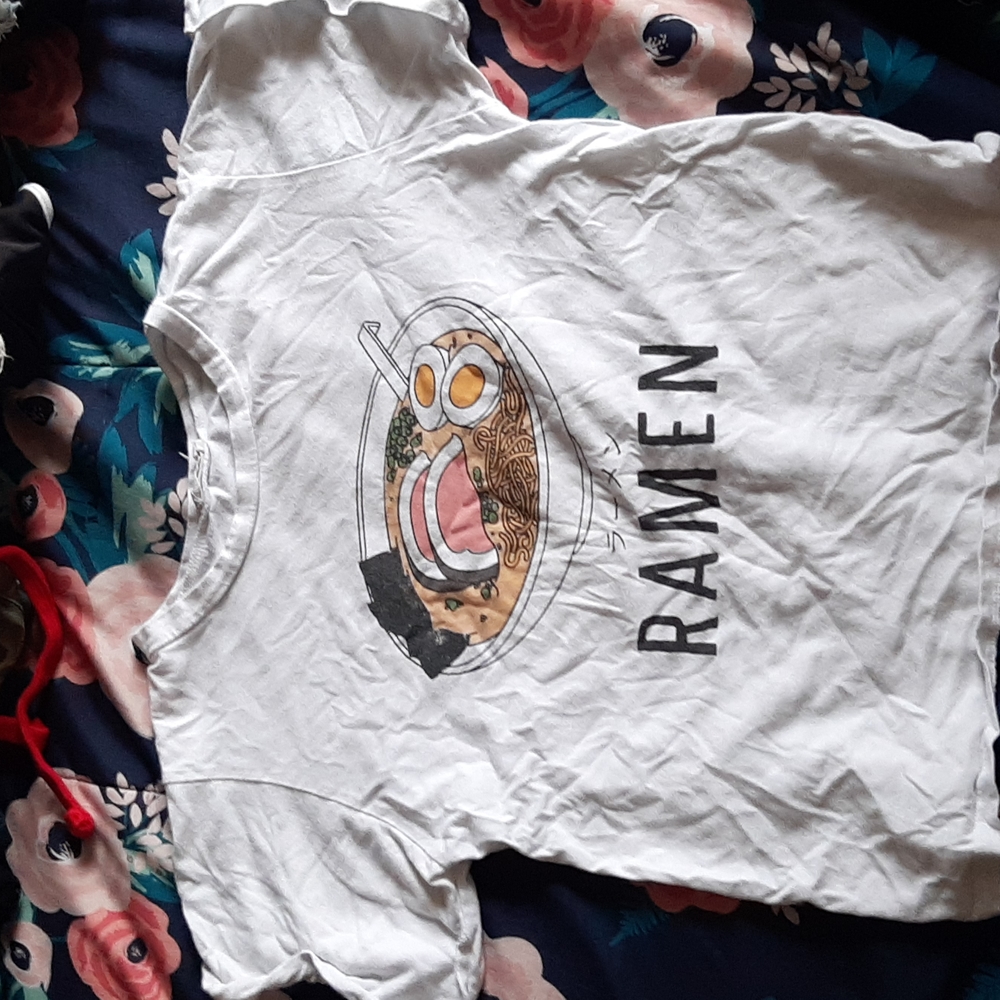 White t-shirt with ramen,XS, Local Lab